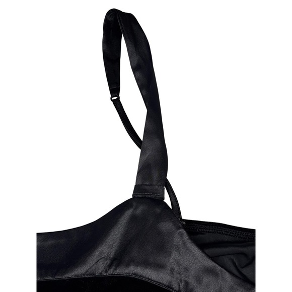 Scarlette Modern Whimsigoth Black Velvet Top XL Satin Trim Adjustable Straps - Picture 3 of 5